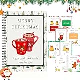 Christmas Stocking Stuffer Christmas Gift Card Book for Adults, Merry Christ-mas Gift Cards, 5x7 Color Spiral Bound Card Book- Surprises On Every Page, DIY Personalized Xmas Gifts for Family, Friends, Students (C)