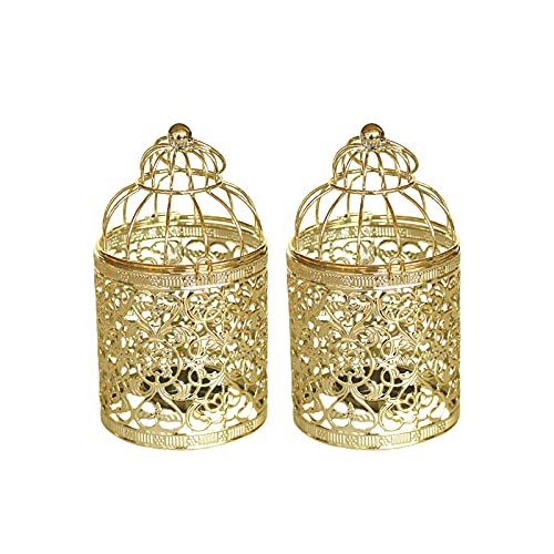 4 linternas colgantes de jaula de pájaros, 5,5 € portavelas decorativo de metal vintage, pequeño farol de vela vintage para colgar o decoración del hogar de mesa