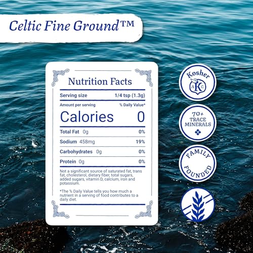 Image of Celtic Sea Salt Fine Ground - Natural Mineral Salt, Sustainably Harvested, GMP Certified, Lab Tested - Baking, Cooking, Seasoning, Everyday Use - Pound Resealable Bag
