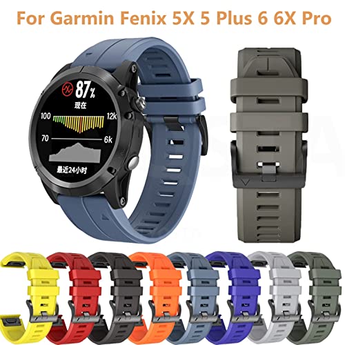 Correa de silicona de 26 22 mm GUMMMY para Garmin Fenix 6X y 6Pro 2