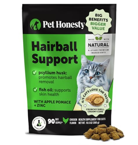Cat Hairball Support Crunchy & Creamy Chews, Hairball Remedy Cat Treats, Furball Treatment, Supports Skin & Coat, Digestion, Vitamins & Hairball Medicine, Chicken (90-Day Supply)