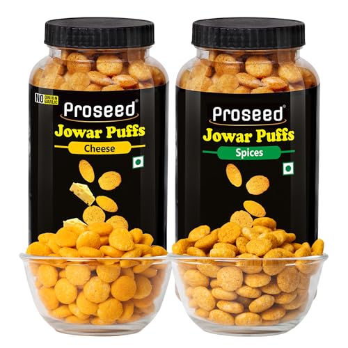 Image of Proseed Jowar Puffs (Spices & Cheese) | 150g x 2 Packs (Total 300g) | Slow Roasted & 100% Veg | No Refined Flour, Sugar & Trans-Fat | Gluten Free | No Palm Oil | Healthy Travel Friendly Millet Snacks
