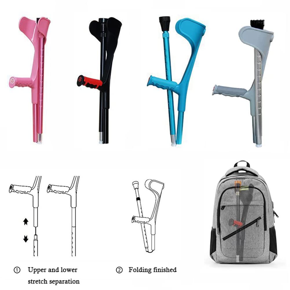 Muletas Plegables para Antebrazo, Muletas Ajustables para Hombre, Muletas para Caminar para Mujer, Muletas Ortopedicas para Niños (Color : Silver, Size : 2counts)