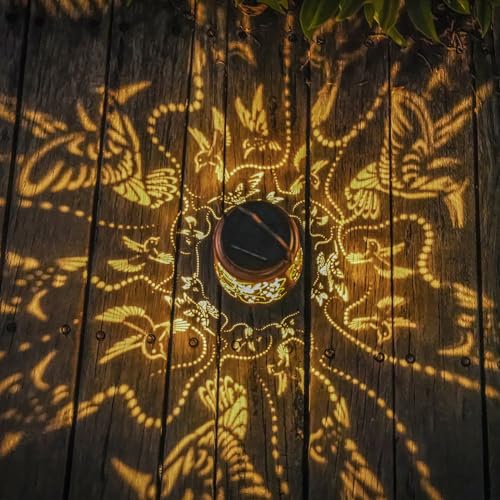 Solar Hummingbird Lanterns Outdoor Hanging Decor Lantern,Waterproof Hollow Out Metal Decorative Garden Light,Graceful Decoration for Patio,Yard,Landscape,Walkway,Festival by AITENISEN - Image 2