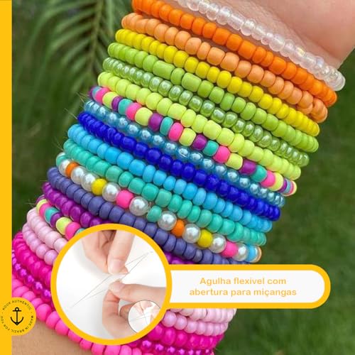 Agulha Curva Miçanga para Potinho Giratório Artesanato Arte Pulseira Colar Missanga