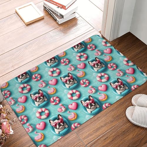 GVYGVY Zerbino per porta d'ingresso, per interni ed esterni, grazioso bulldog francese, stampa a tema bulldog francese, tappetino da cucina per pavimento, tappetino da bagno per bagno, lavabile