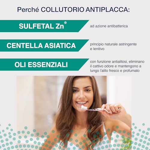 Pasta del Capitano, Antiplaque Mundwasser, Alkoholfreies tägliches Mundwasser, Übt eine effektive Antiplaque-Wirkung aus, Mit antibakterieller Wirkung, 100% Made in Italy, 400 ml Flasche – Bild 4