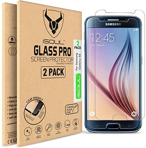 iSOUL [4 Pack] Samsung Galaxy S6 Screen Protector, Premium Tempered Glass Protector for Galaxy S6 9H Hardness Shatterproof Anti-Shatter Film [ULTRA HD] [Bubble-Free] [Scratch Resist] [Case Friendly]