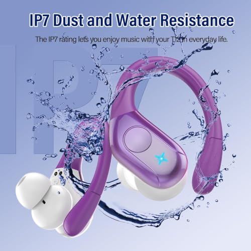 Image of 75H Sports Wireless Earbuds Bluetooth 5.4 Headphones Stereo, Dark Purple
