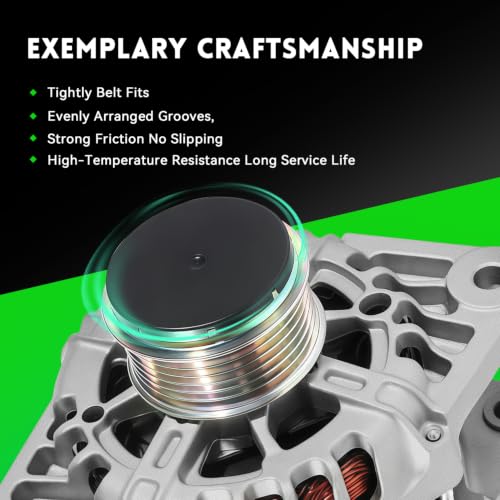 Image of 2 Pin 11608N Alternator Compatible with Kia Soul 2012 2013 1.6L, 12V 90Amp High Output, 6-Groove Pulley, Automotive Replace OE# 37300-2B150 37300-2B150R 2613746 AVA0173