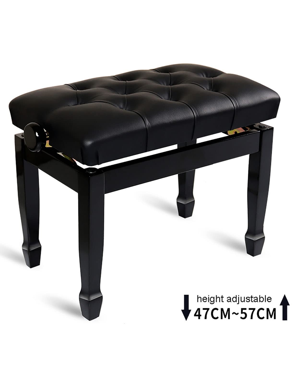 sdneNest Banco de piano moderno de cuero con altura ajustable para teclado, 10 cm, altura 56 cm x 36 cm x 47 57 cm, patas rectas