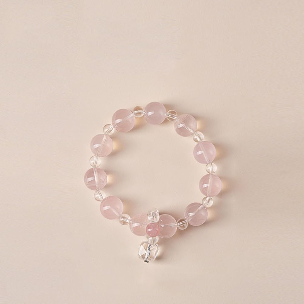 Bracciale al Quarzo Rosa curativo al Quarzo Trasparente, Braccialetti Naturali Fatti a Mano Bracciale Elasticizzato con Pietra preziosa Rosa Naturale per l'energia positiva