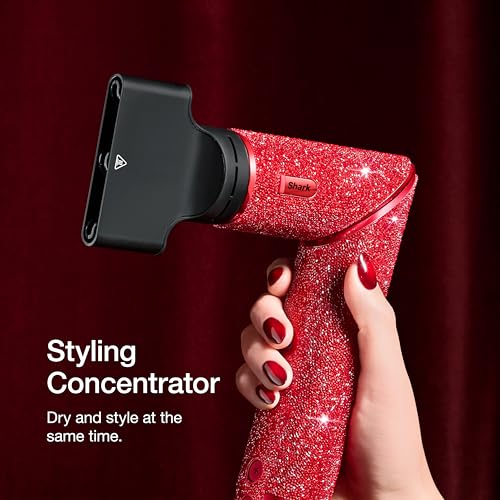 Image of Shark FlexStyle Air Styling & Drying System | Powerful Hair Dryer & Multi-Styler | with Auto-Wrap Curlers, Diffuser, Oval & Paddle Brush, Concentrator Attachment | Red Sparkle | HD442JR