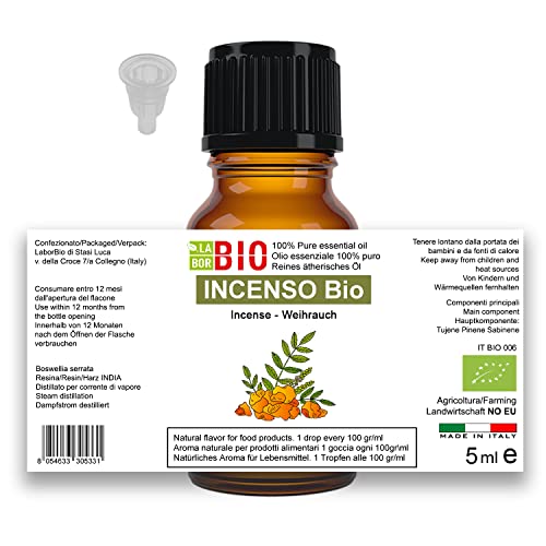 WeihrauchÖl Bio Ätherisches Öl 100% Reines 5 ml - Aromatherapie Kosmetik Therapeutische - Laborbio