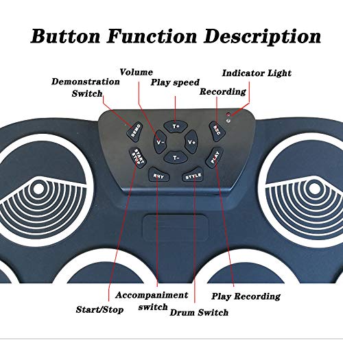 Elektronisch Drumstel Draagbare elektronische kantoor Draagbare Elektronische Drum Set met Beginner Kinderen Pedaal… - Image 5