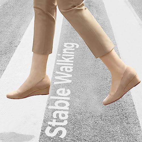 Image of Ankis Black Nude Silver Gold Wedges for Women, Low Heel Women's Wedge Comfortable Closed Toe Women Pumps Dress Shoes -2Inch