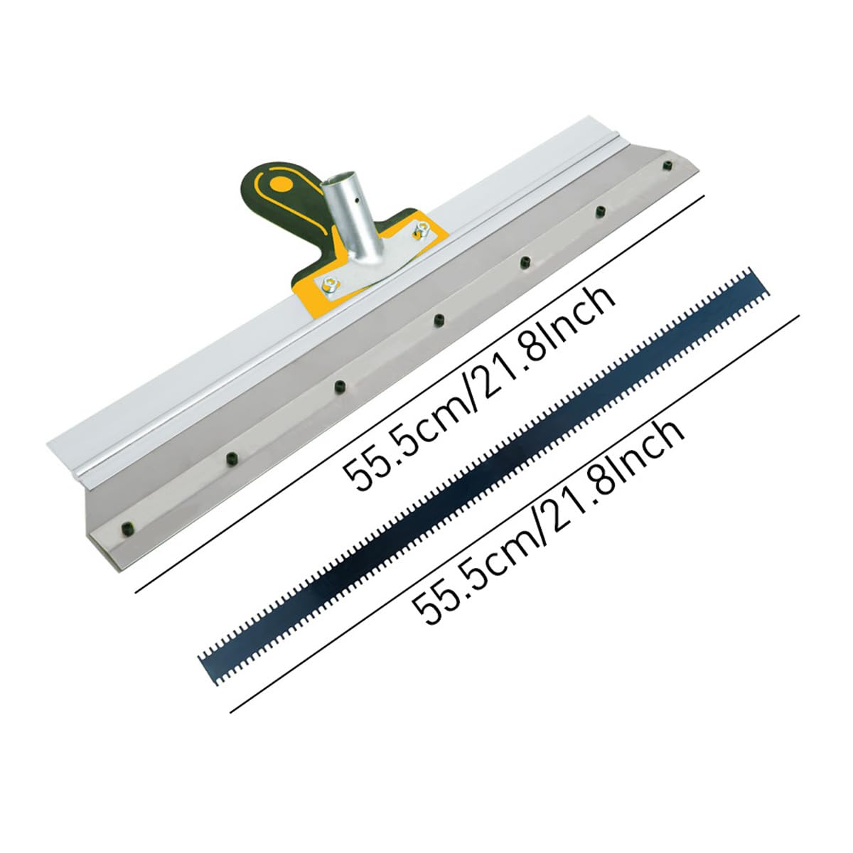 Herramienta de cemento autonivelante, raspador de acero inoxidable de 22 pulgadas, herramienta de pintura de suelos epoxi, cemento, hormigón, rastrillo autonivelante, herramientas de construcción