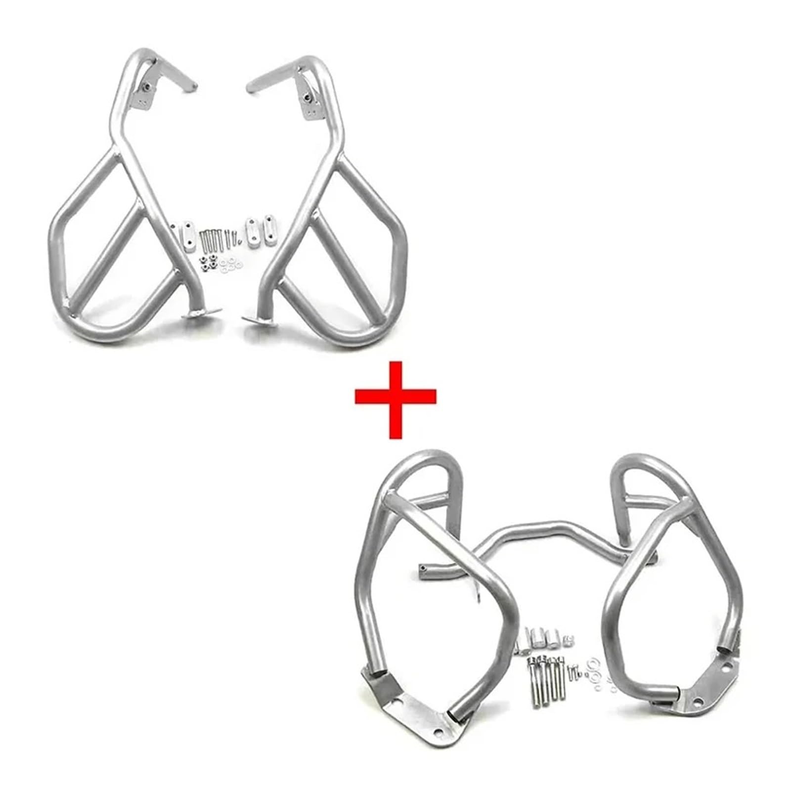 Paramotore Paraurti Per BMW R 1200 GS Per R1200GS 2008-2012 Protezione Motore Superiore Inferiore Moto Barra Paraurti Gabbia Anti Acrobazie(Silver-Upper Only)