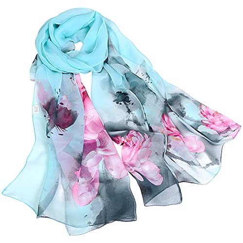 Pack of 4 Chiffon Floral Scarf for Women Fashion Shawls Wraps Lightweight Large Neck Scarves2
