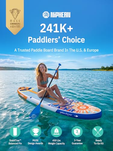 Image of Niphean Inflatable Stand Up Paddle Board with SUP Accessories, Anti-Slip EVA Deck, 10'6'' Inflatable Paddle Boards for Adults & Youth of All Skill Levels