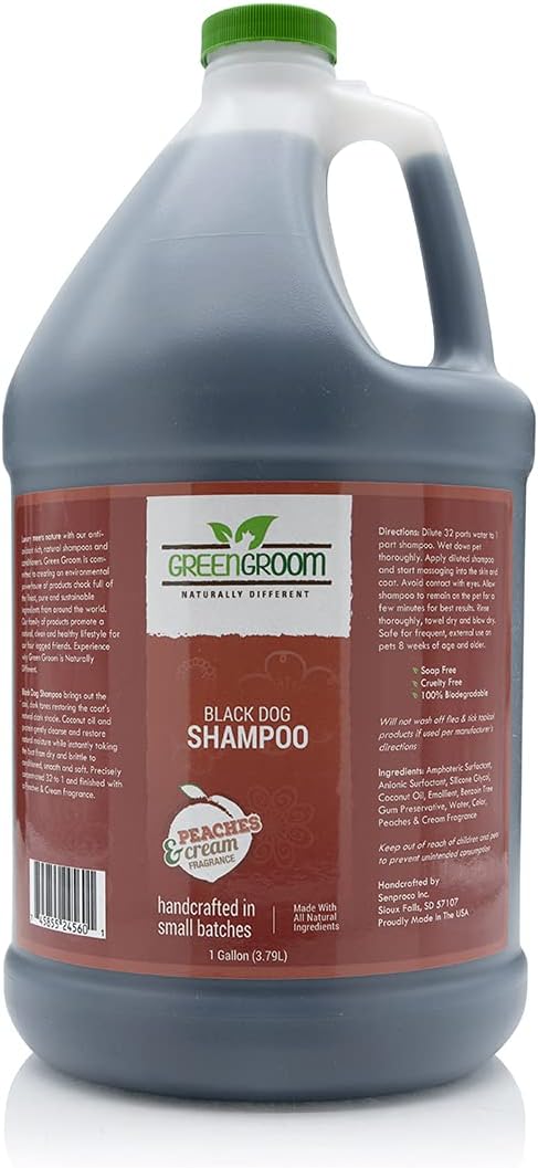 GreenGroom Black Dog Shampoo, Gallon | Coconut Oil and Protein Infused, All Natural Ingredients, Restores The Coat's Natural Dark Shade, Softens and Hydrates, Black, Gallon