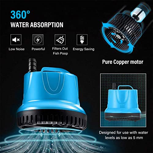 Image of Qpets 1800L /H Submersible Water Fountain Pump, Mini Aquarium Air Pump for Pond, 25W Power Large Water Pump for Fountain, Water Circulation Pumps with Suction Cup Bottom for Fish Garden