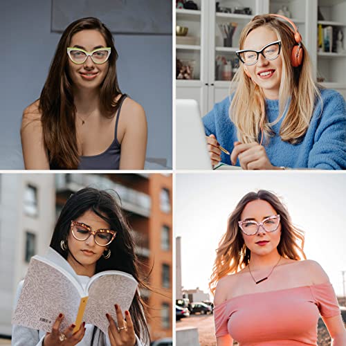 Image of FEISEDY Women Oversized Blue Light Blocking Computer Glasses Fake Nerd Cat Eye Glasses Frame Anti Eyestrain B2323