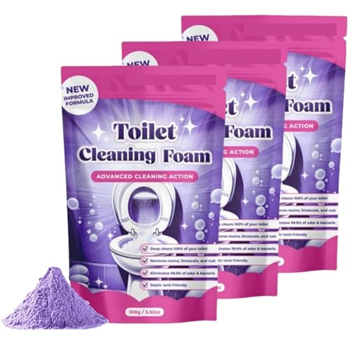 Fizzclean Toilet Cleaner,Detergente per WC,Disincrostante Wc,Cleaning Block Wc,Pulizia Profonda Della Schiuma,Insta-Action Foam for Sparkling Clean Toilet,Touch Free Foaming Toilets Cleaner,3PC