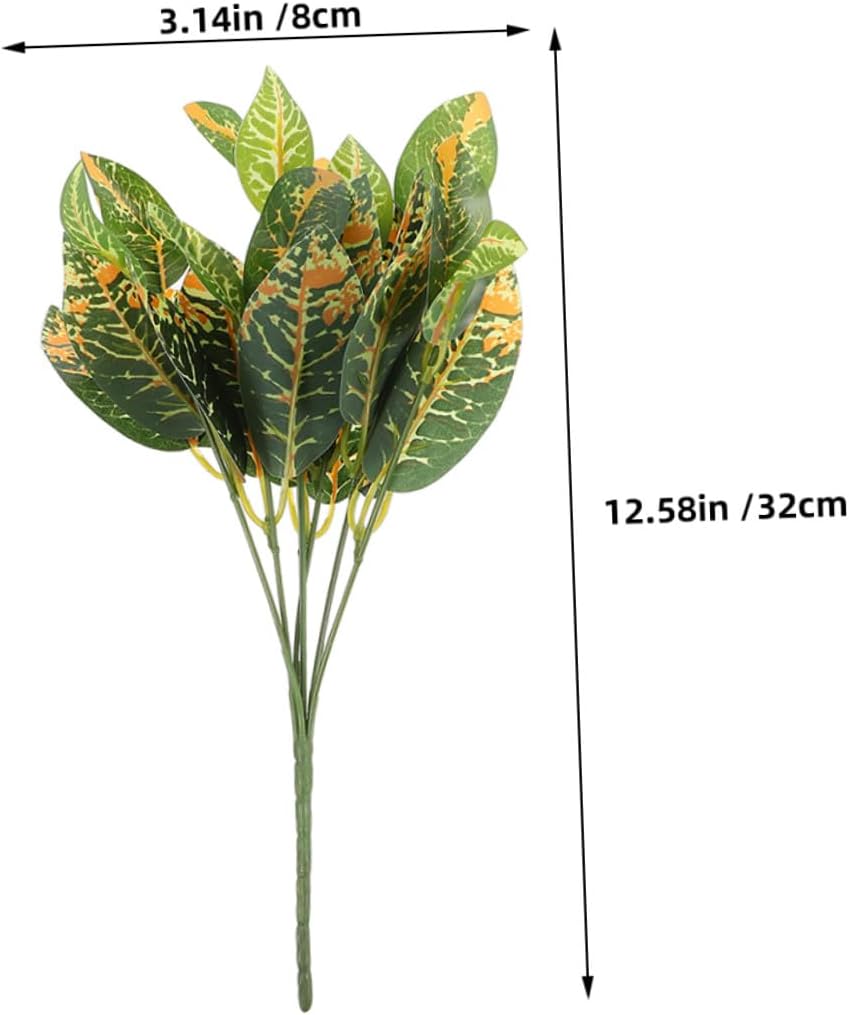 5pcs Faux Indoor Plant Spray Artificial Greenery Branches Realistic Lifelike Golden Leaf Stems for Home Office Garden Decor Event Decoration
