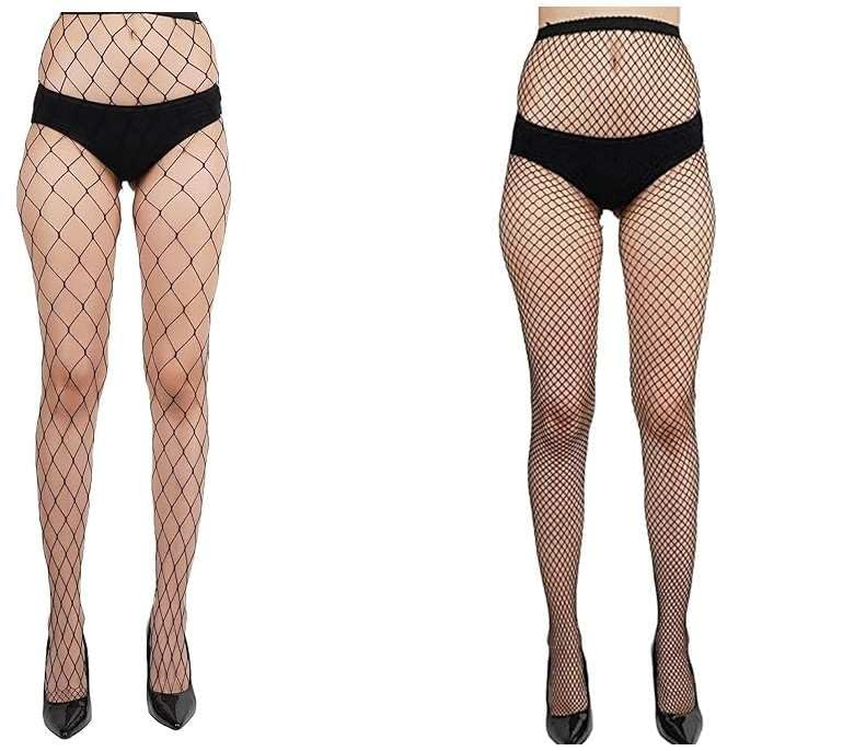 Women?s Black Fishnet Stockings | High Waist Stretchable Mesh Tights for Party, Club, Dance | Stylish Durable Nylon Net Pantyhose for Women & Girls Combo of 2