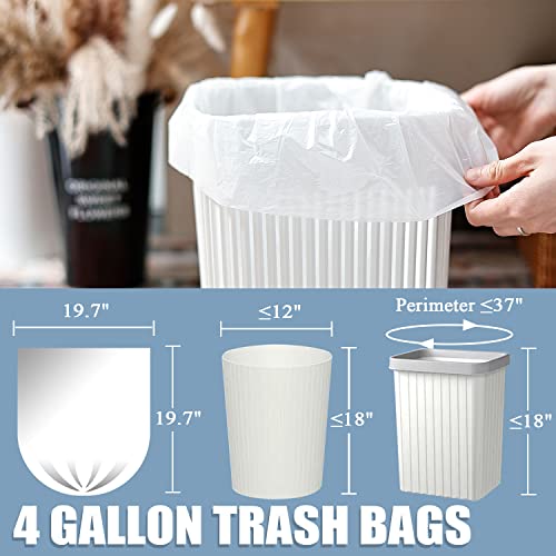 Small Trash Bags 4 Gallon - Unscented 4 Gal Bathroom Trash Bags, Small Garbage Bags For Bathroom Office Bedroom, White 4 Gallon Trash Bag Plastic Mini Small Trash Can Liners, 80 Count #TOP2