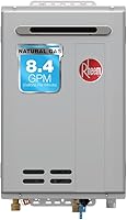 Rheem RTG-84XLN-3 Tankless Natural Gas Water Heater: 8.4 GPM Outdoor High Efficiency, 180K BTU for 3-Bath Homes