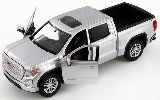 2019 Sierra 1500 SLT Crew Cab Pickup Truck Silver Metallic 1/24-1/27 Diecast Model Car by Motormax 79361silver