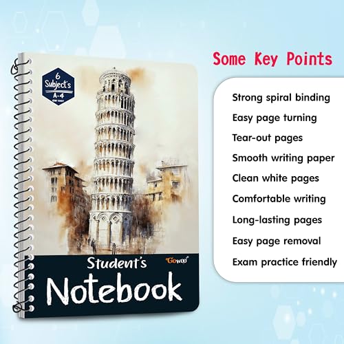 Image of GOWOO A4 size Ruled spiral notebook || set of 4 || 800 pages || 4x200 pages each notebook || Daily Practice Book