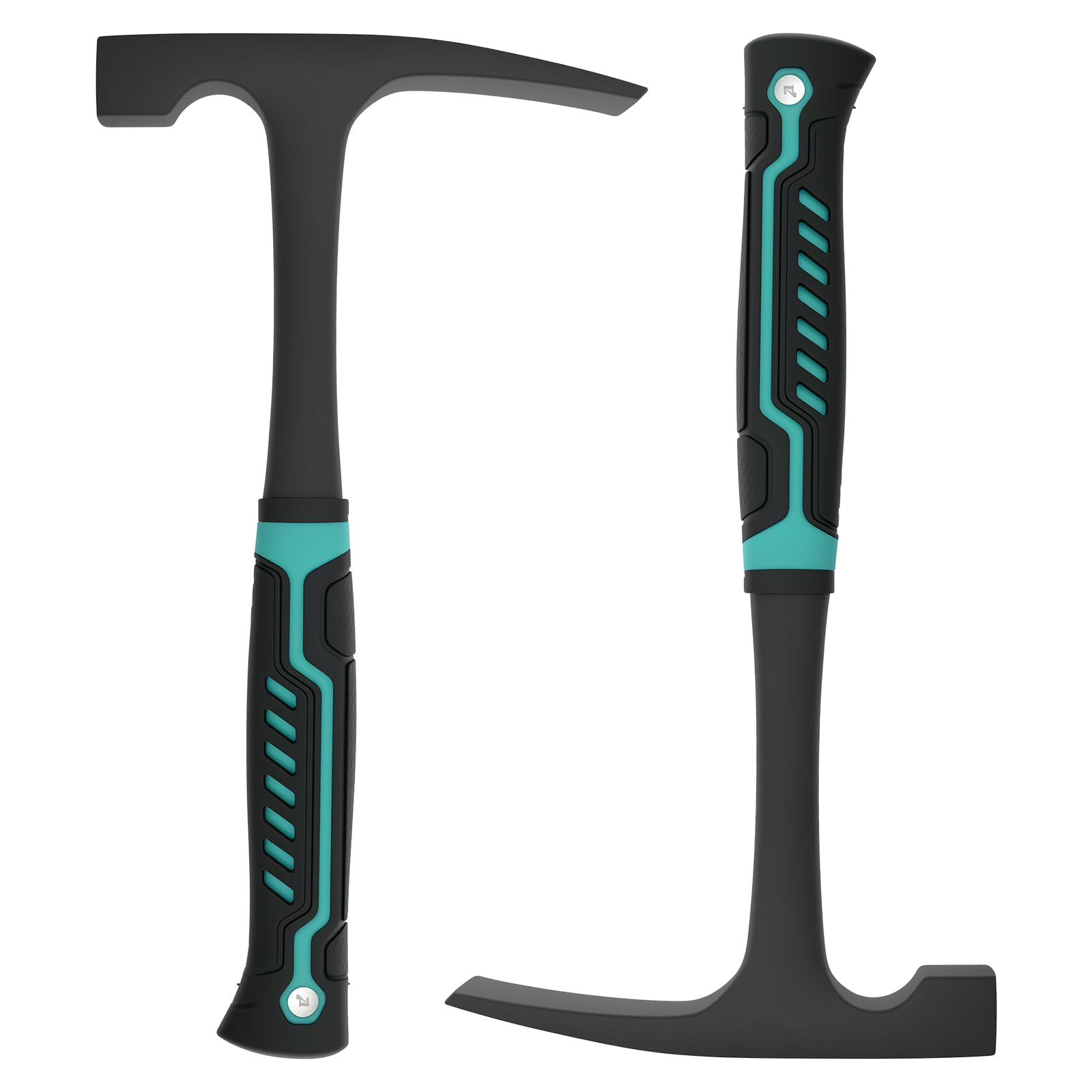 2 Pcs Rock Pick Hammer with Skid Handle All Steel Drop Forged Geologist Hammer with Pointed Tip and Shock Reduction Grip for Mining Prospecting..(black,2)