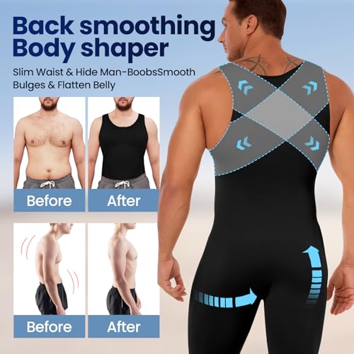 Men's Full Body Shaper Tummy Control Shapewear Slimming Compression Underwear Bodysuit Undershirt Fajas Para Hombres3