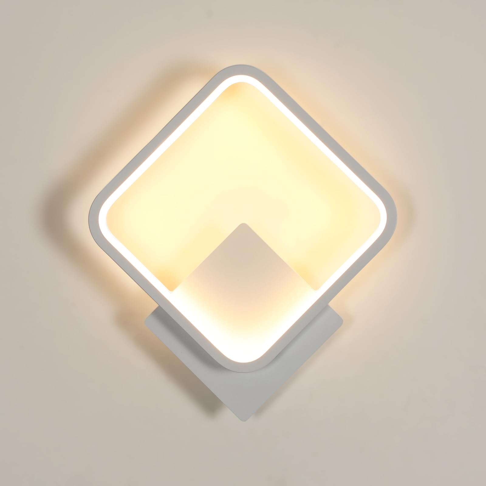 Riserva Applique da Parete Interno LED 17W, Quadrato 3000K Bianca