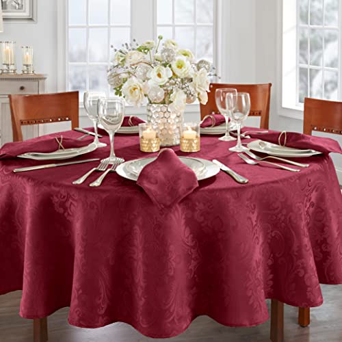 Elrene Home Fashions Damask Tablecloth, Polyester, Cranberry, 70 Inches Round