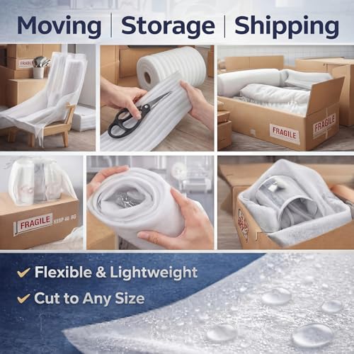 Image of Pangda 1 /4 inch Thick EPE Foam Roll 24 inch x 85' Packaging Foam Roll Protective Cushion Material for Fragile Items Moving, Storage, Packing and Shipping, Non-abrasive Moisture Repellent