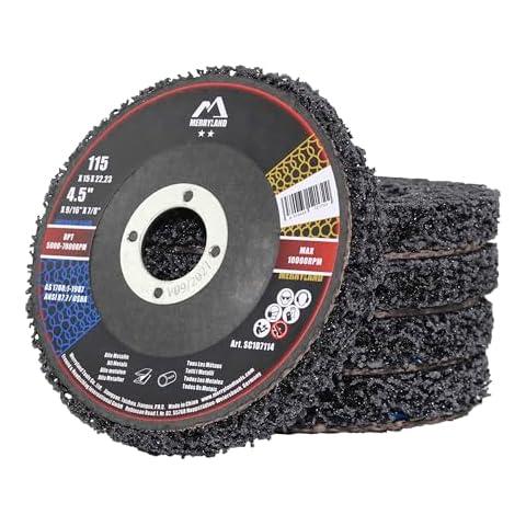 Merryland Strip Disc 4.5 inch Paint Rust Remover Disc for Angle Grinder, 4.5inch Black Strip Wheel 5 Pack, Stripping Wheel Stripper Wheel INOX Stainless Steel Iron Universal, Craft-Line SC107114-05 Cover