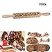 Christmas Embossed Rolling Pins for Cookies Wooden Embossing Rolling Pin for Baking Chrismas Gift (16.9"x1.97'')