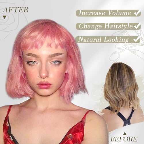 BARSDAR Pink Short Wig With Bangs - Image 4