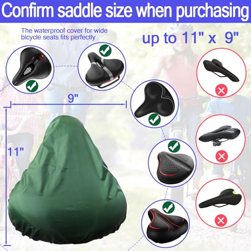 Image of Waterproof Bicycle Seat Covers Dustproof Rainproof UV-Resistant and Windproof Easy to Install and Clean Reusable Suitable for Men's and Women's City Bike and Wide Seats(2pcs Green)