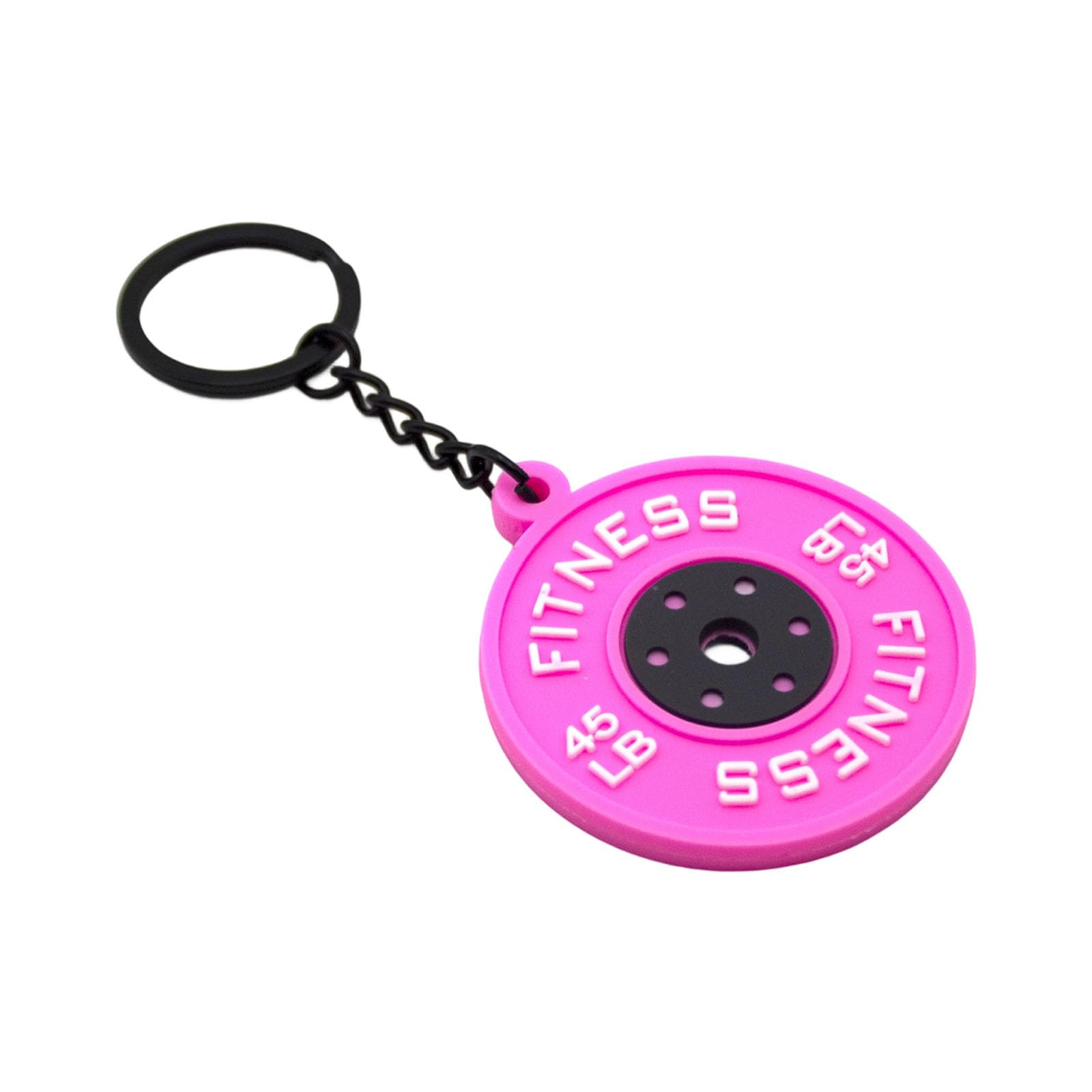 Maxtonser Gym Enthusiast Keychain Rubber Barbell Charm With Metal Chain 45lb Fitness Marking Simulation Dumbbell Plate Keyring