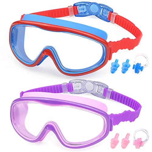 Lunettes de natation enfant sans fuite KAILIMENG protégeant les yeux et les oreilles des 4-15 ans
