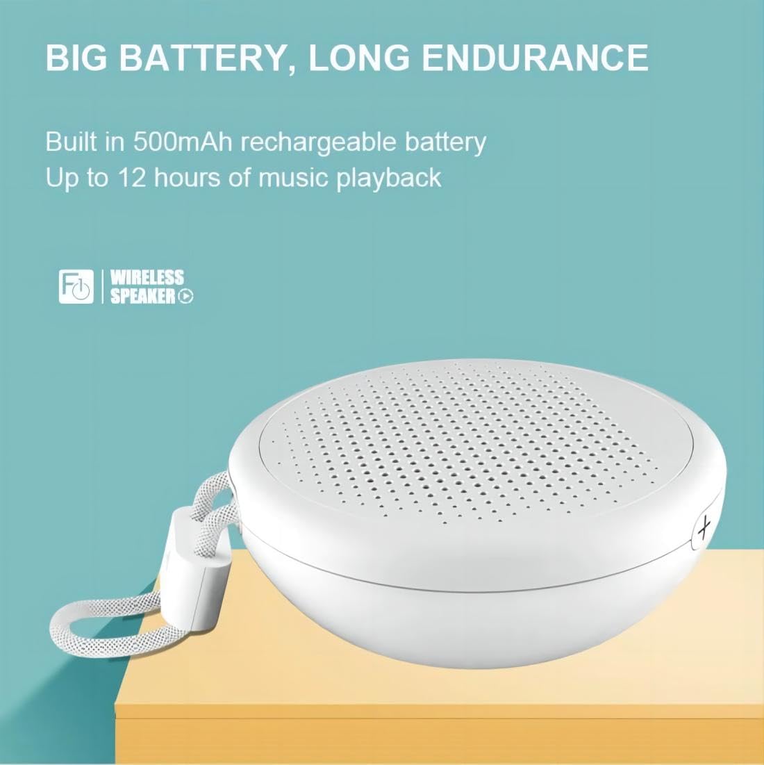 Mini haut-parleur Bluetooth portable, étanche, Bluetooth 5.3, petits haut-parleurs sans fil, prend en charge la carte SD avec longue durée de vie, radio FM intégrée (blanc)