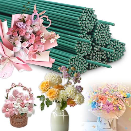 Zamety Blumendraht Grün, 100 Stück Blumendraht, 30cm Länge...