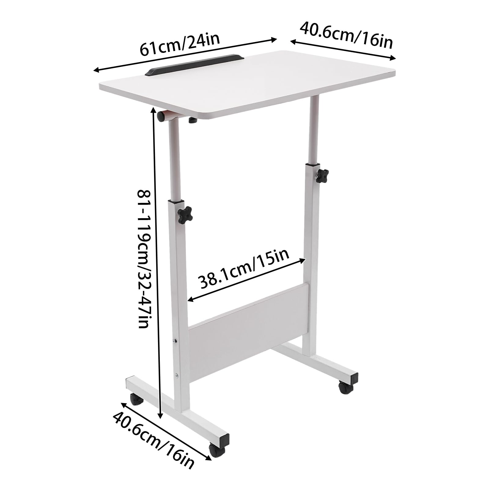 Standing Desk Adjustable Height Rolling Computer Stand with 4 Wheels 24 16 Inch Large Sit-Stand Adjustable Height up — view 3