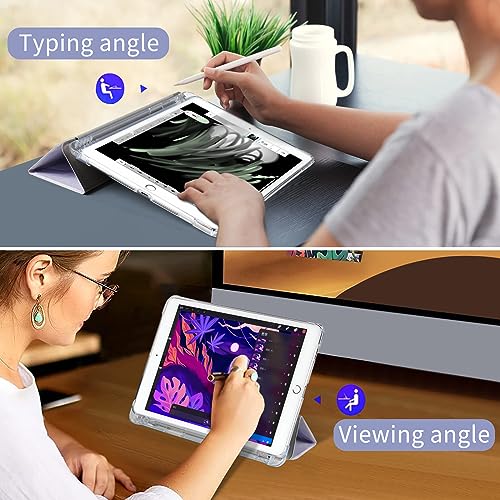 ProtUTab Case Compatible with iPad 9th Generation with Pencil Holder, Auto Wake&Sleep Slim Trifold Stand Case Compatible with iPad 8th Generation (2020)&7th Generation (2019), Violet Marble by ProtUTab - Image 4