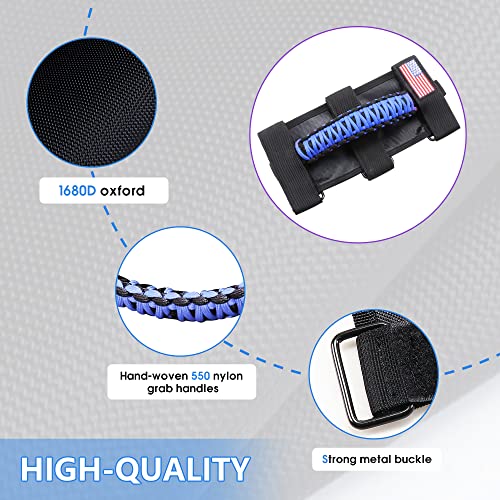 Rerpro Roll Bar Grab Handles For Jeep Wrangler Cj Yj Tj Jk Jl Gladiator Jt 1955-2023 2.0”-4.0” Roll Cage Paracord Grip Handle For All Jeep Off Road Utv Atv Polaris Rzr Ranger Can-Am 2 Pack Blue #TOP5